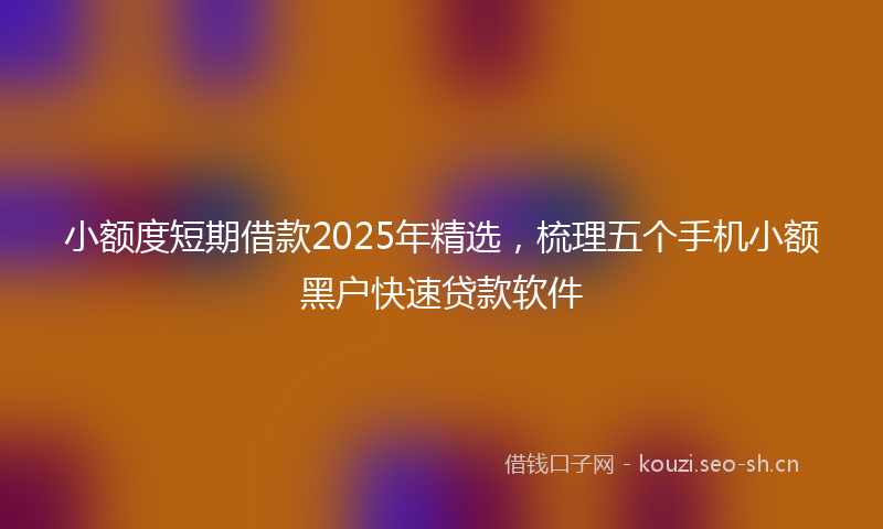 小额度短期借款2025年精选，梳理五个手机小额黑户快速贷款软件