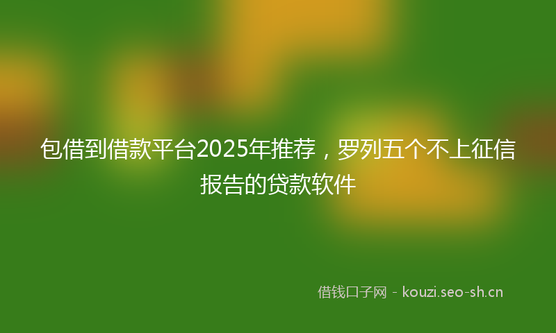 包借到借款平台2025年推荐，罗列五个不上征信报告的贷款软件