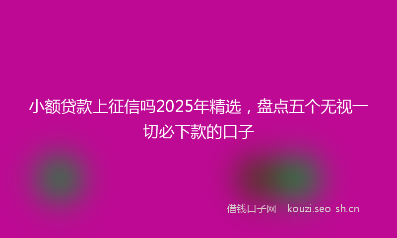小额贷款上征信吗2025年精选，盘点五个无视一切必下款的口子