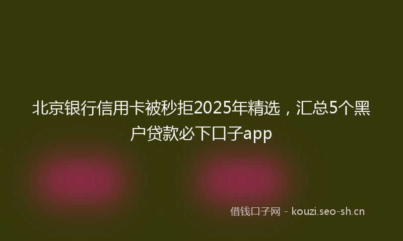 北京银行信用卡被秒拒2025年精选,汇总5个黑户贷款必下口子app