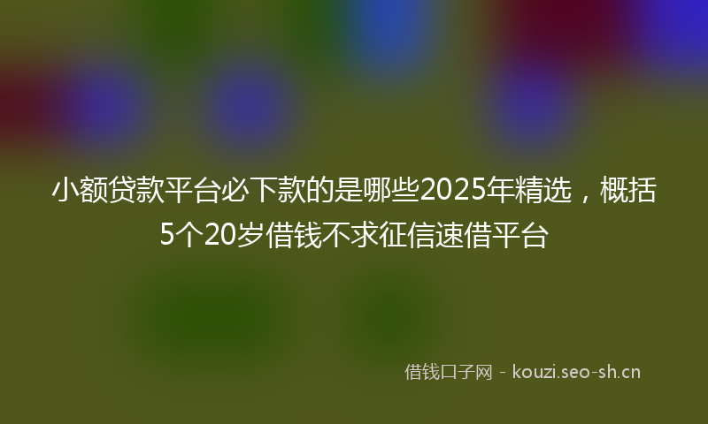 小额贷款平台必下款的是哪些2025年精选，概括5个20岁借钱不求征信速借平台