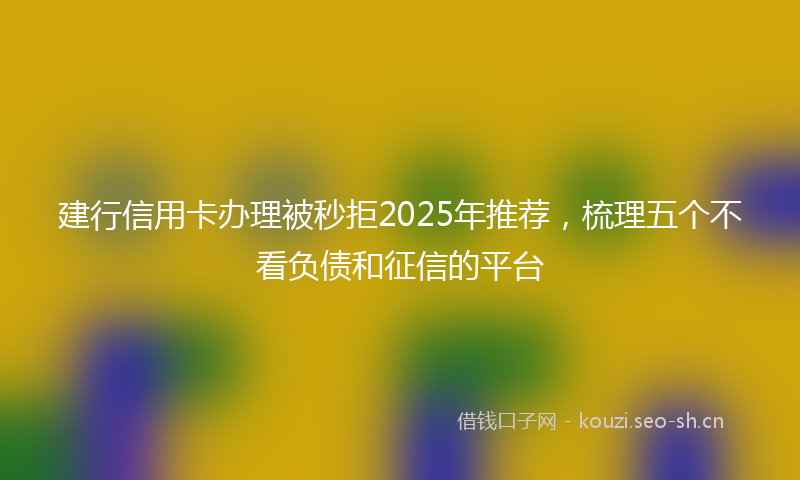 建行信用卡办理被秒拒2025年推荐，梳理五个不看负债和征信的平台