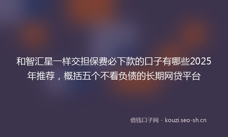 和智汇星一样交担保费必下款的口子有哪些2025年推荐，概括五个不看负债的长期网贷平台