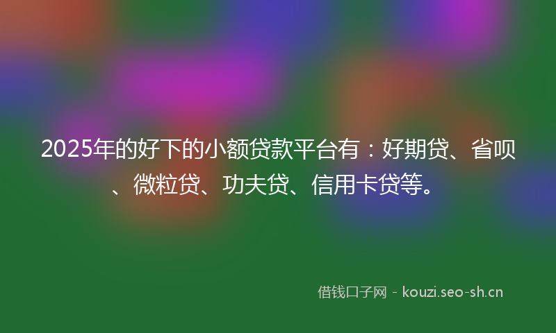2025年的好下的小额贷款平台有：好期贷、省呗、微粒贷、功夫贷、信用卡贷等。