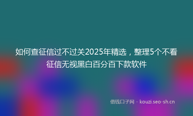 如何查征信过不过关2025年精选，整理5个不看征信无视黑白百分百下款软件