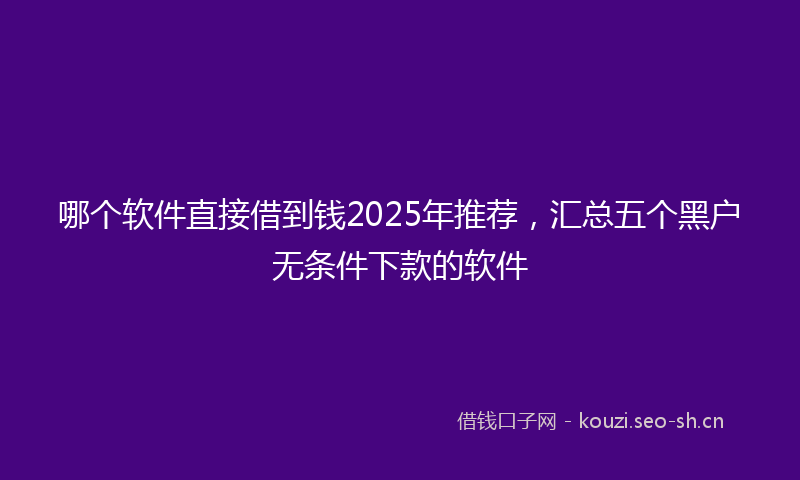 哪个软件直接借到钱2025年推荐，汇总五个黑户无条件下款的软件