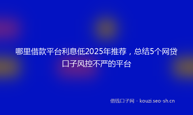 哪里借款平台利息低2025年推荐,总结5个网贷口子风控不严的平台