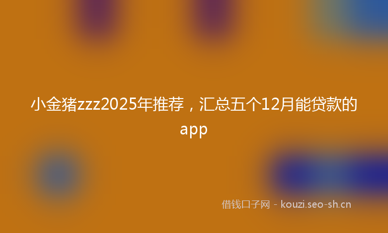 小金猪zzz2025年推荐，汇总五个12月能贷款的app