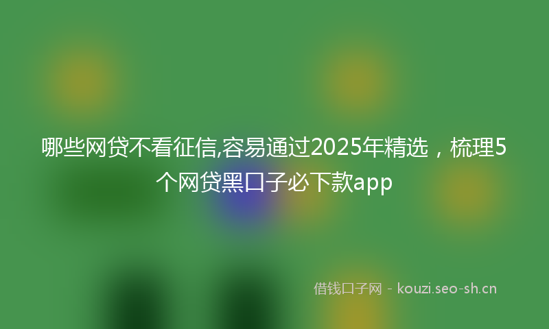 哪些网贷不看征信,容易通过2025年精选,梳理5个网贷黑口子必下款app