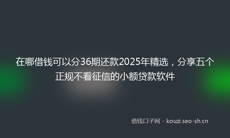 在哪借钱可以分36期还款2025年精选，分享五个正规不看征信的小额贷款软件