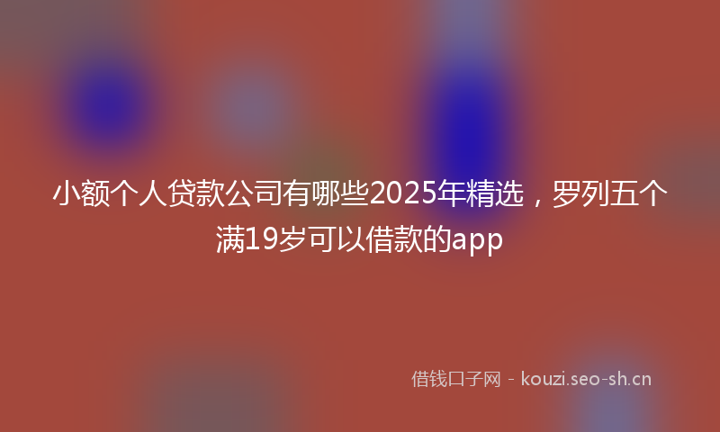 小额个人贷款公司有哪些2025年精选，罗列五个满19岁可以借款的app