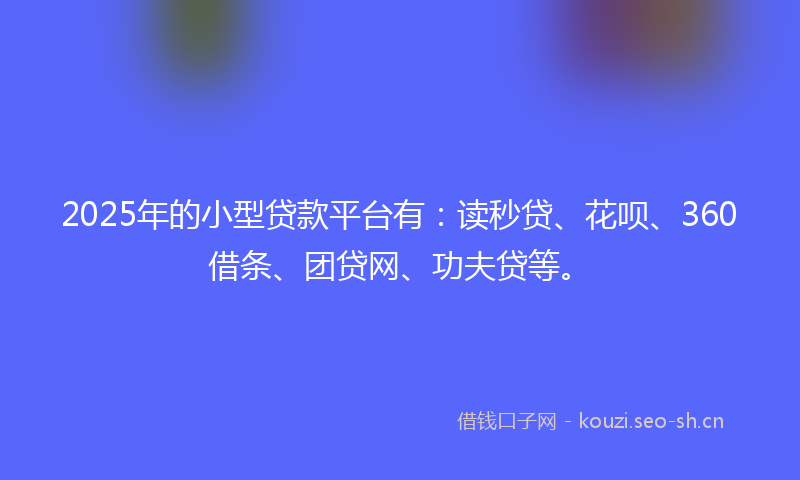 2025年的小型贷款平台有：读秒贷、花呗、360借条、团贷网、功夫贷等。