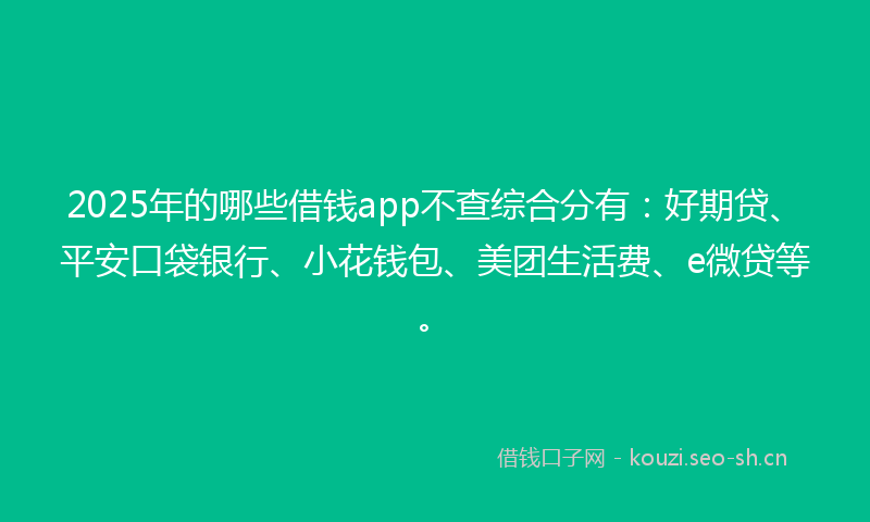 2025年的哪些借钱app不查综合分有：好期贷、平安口袋银行、小花钱包、美团生活费、e微贷等。