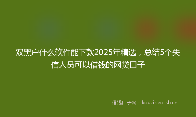 双黑户什么软件能下款2025年精选，总结5个失信人员可以借钱的网贷口子