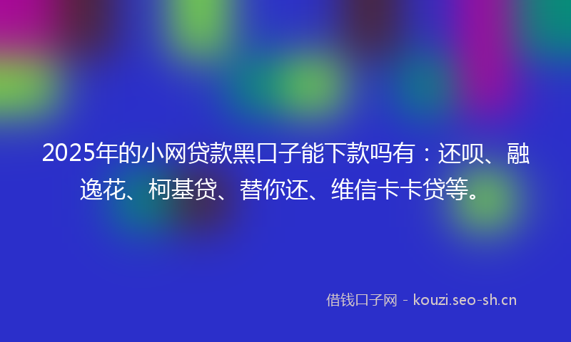 2025年的小网贷款黑口子能下款吗有：还呗、融逸花、柯基贷、替你还、维信卡卡贷等。