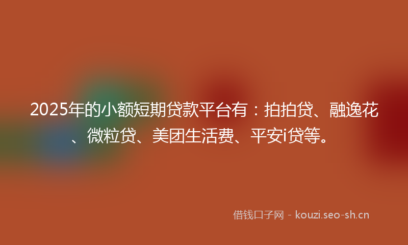 2025年的小额短期贷款平台有：拍拍贷、融逸花、微粒贷、美团生活费、平安i贷等。
