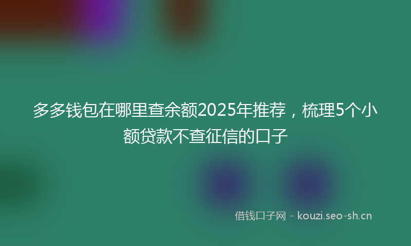 多多钱包在哪里查余额2025年推荐，梳理5个小额贷款不查征信的口子