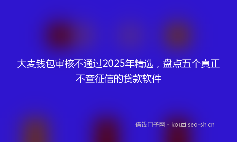 大麦钱包审核不通过2025年精选，盘点五个真正不查征信的贷款软件