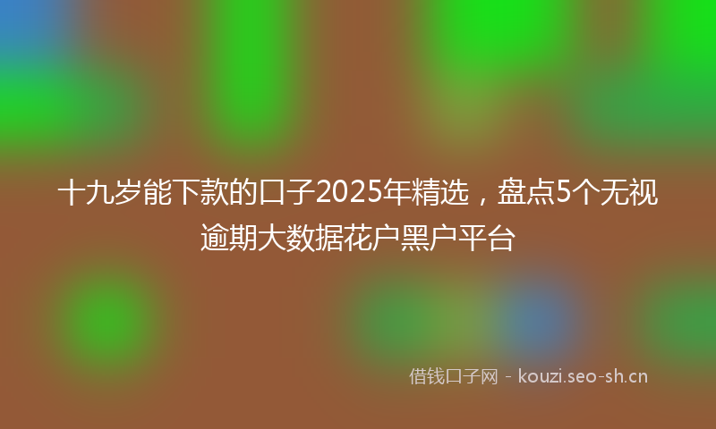十九岁能下款的口子2025年精选，盘点5个无视逾期大数据花户黑户平台