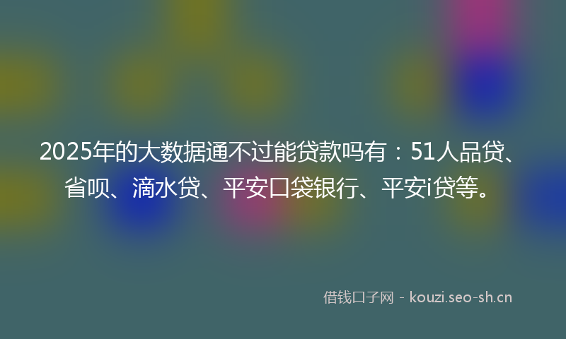 2025年的大数据通不过能贷款吗有：51人品贷、省呗、滴水贷、平安口袋银行、平安i贷等。