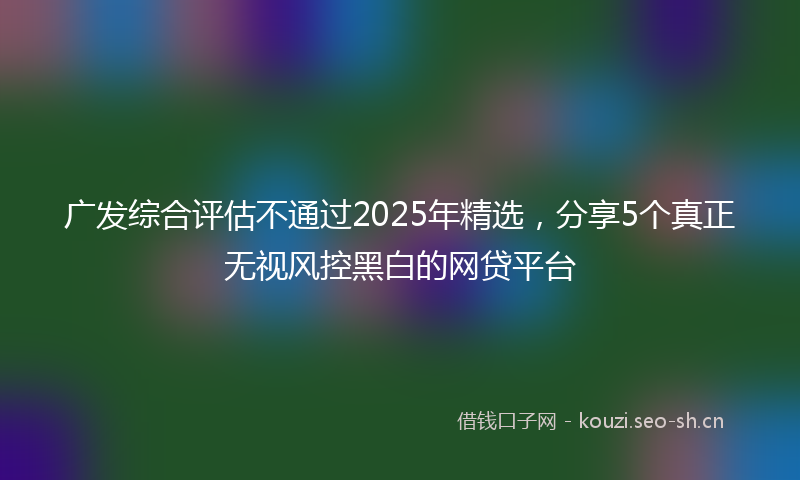 广发综合评估不通过2025年精选，分享5个真正无视风控黑白的网贷平台