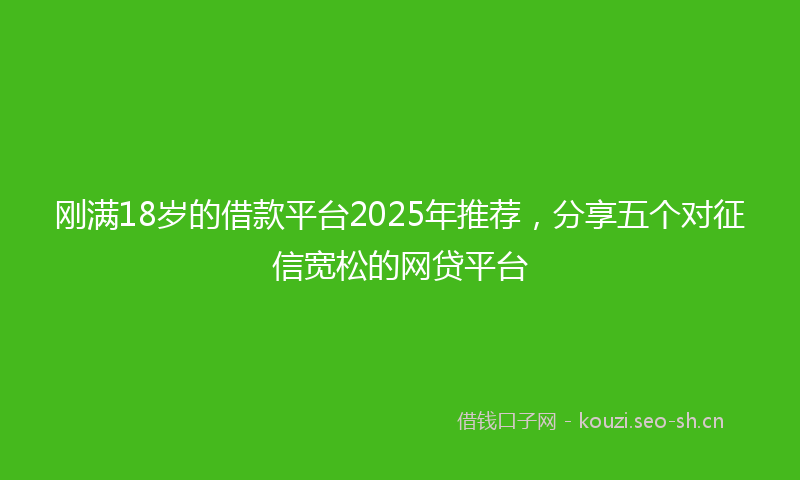 刚满18岁的借款平台2025年推荐，分享五个对征信宽松的网贷平台