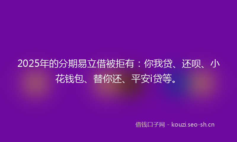2025年的分期易立借被拒有:你我贷、还呗、小花钱包、替你还、平安i贷等。
