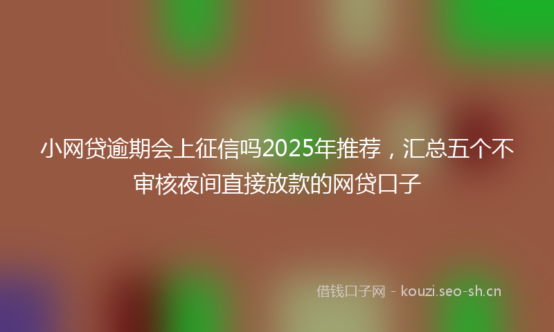 小网贷逾期会上征信吗2025年推荐，汇总五个不审核夜间直接放款的网贷口子