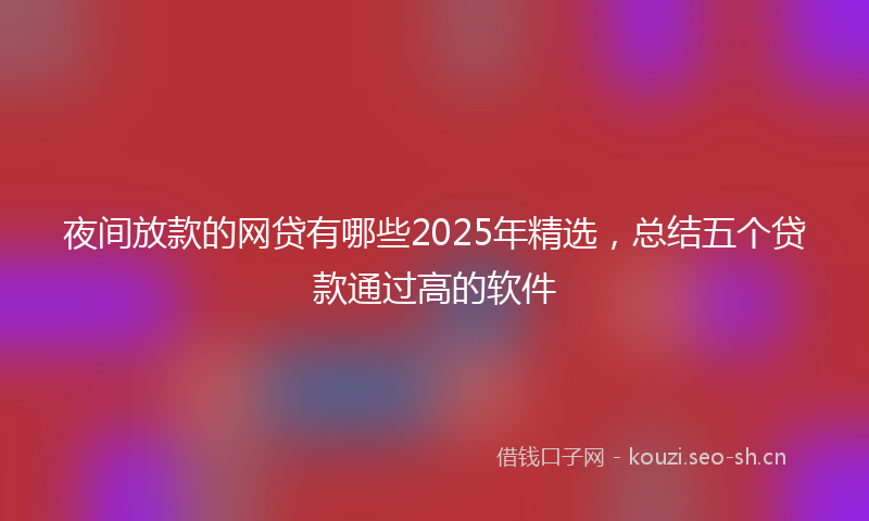 夜间放款的网贷有哪些2025年精选，总结五个贷款通过高的软件