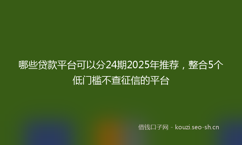 哪些贷款平台可以分24期2025年推荐，整合5个低门槛不查征信的平台