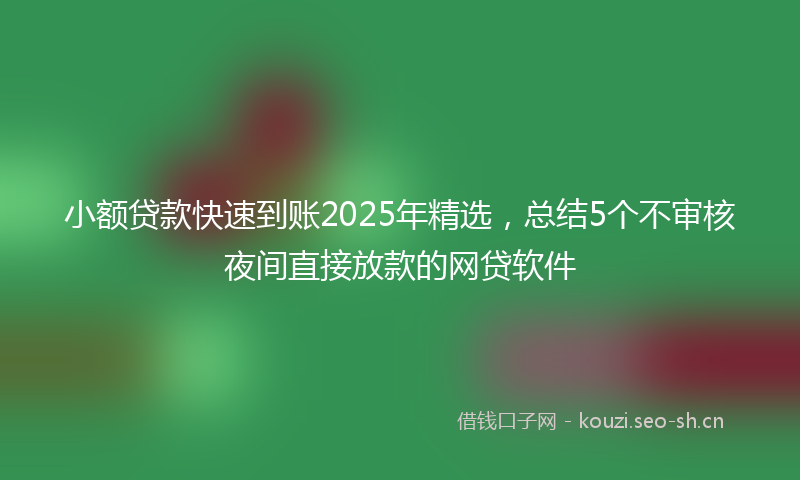 小额贷款快速到账2025年精选，总结5个不审核夜间直接放款的网贷软件