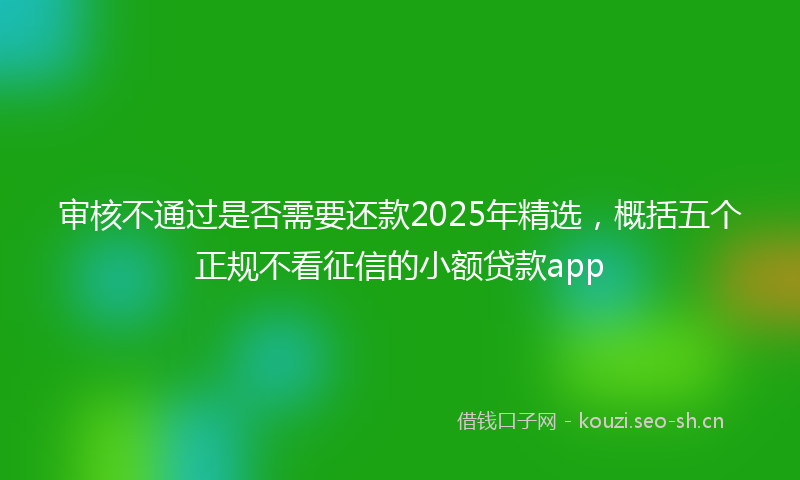 审核不通过是否需要还款2025年精选，概括五个正规不看征信的小额贷款app