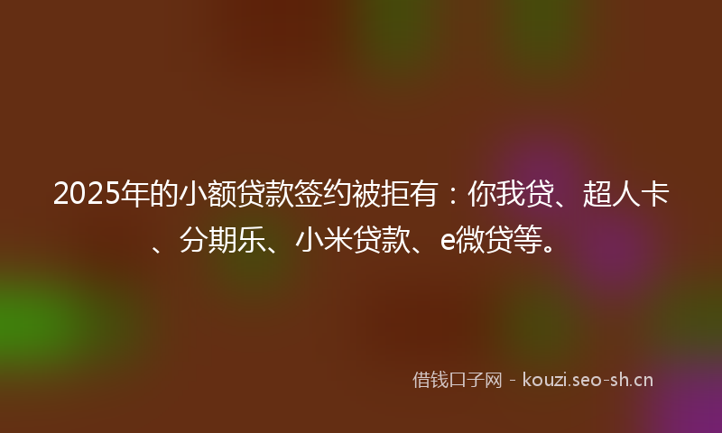 2025年的小额贷款签约被拒有：你我贷、超人卡、分期乐、小米贷款、e微贷等。