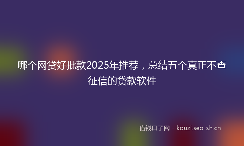 哪个网贷好批款2025年推荐，总结五个真正不查征信的贷款软件