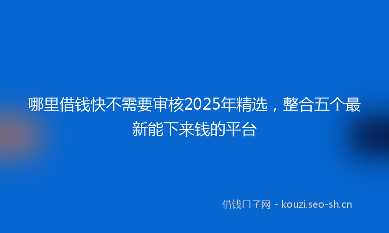 哪里借钱快不需要审核2025年精选,整合五个最新能下来钱的平台