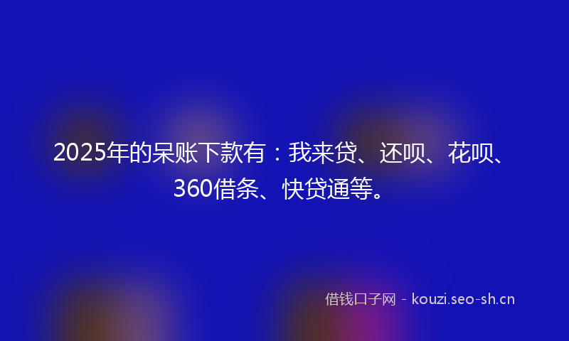 2025年的呆账下款有:我来贷、还呗、花呗、360借条、快贷通等。
