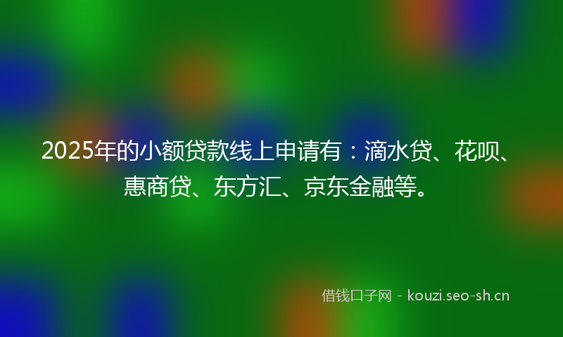 2025年的小额贷款线上申请有：滴水贷、花呗、惠商贷、东方汇、京东金融等。
