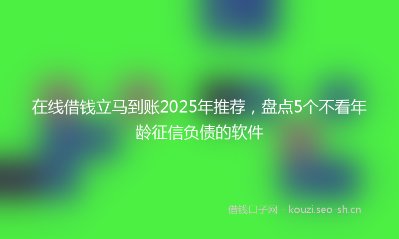 在线借钱立马到账2025年推荐，盘点5个不看年龄征信负债的软件