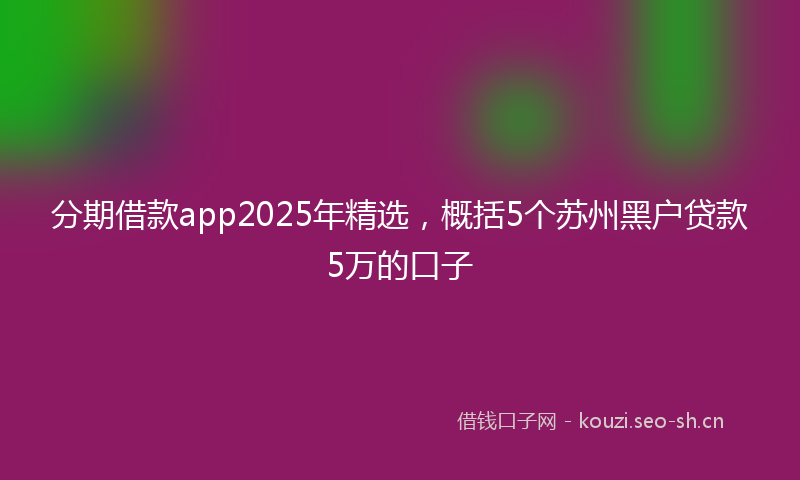 分期借款app2025年精选,概括5个苏州黑户贷款5万的口子