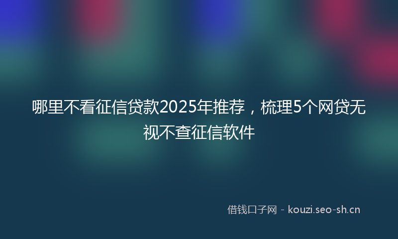 哪里不看征信贷款2025年推荐,梳理5个网贷无视不查征信软件