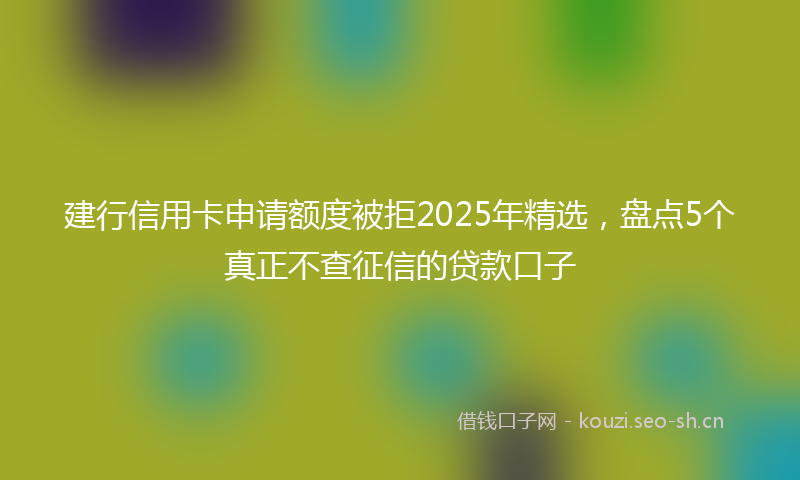 建行信用卡申请额度被拒2025年精选,盘点5个真正不查征信的贷款口子