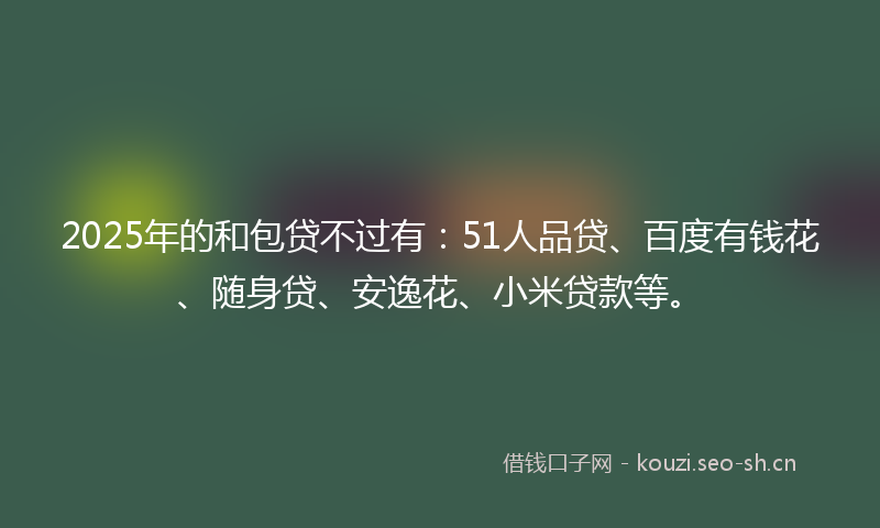 2025年的和包贷不过有:51人品贷、百度有钱花、随身贷、安逸花、小米贷款等。