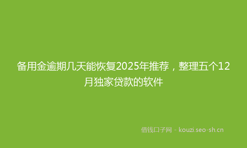 备用金逾期几天能恢复2025年推荐，整理五个12月独家贷款的软件