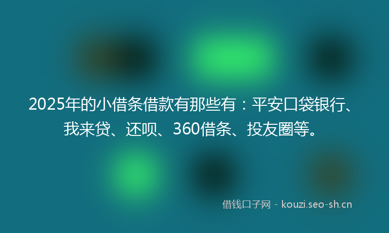 2025年的小借条借款有那些有：平安口袋银行、我来贷、还呗、360借条、投友圈等。