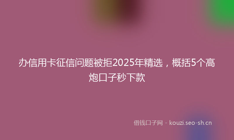 办信用卡征信问题被拒2025年精选，概括5个高炮口子秒下款