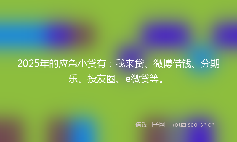 2025年的应急小贷有：我来贷、微博借钱、分期乐、投友圈、e微贷等。