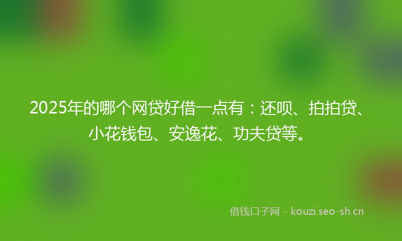 2025年的哪个网贷好借一点有：还呗、拍拍贷、小花钱包、安逸花、功夫贷等。