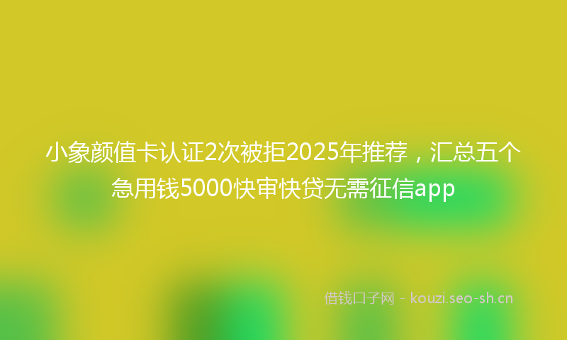 小象颜值卡认证2次被拒2025年推荐，汇总五个急用钱5000快审快贷无需征信app