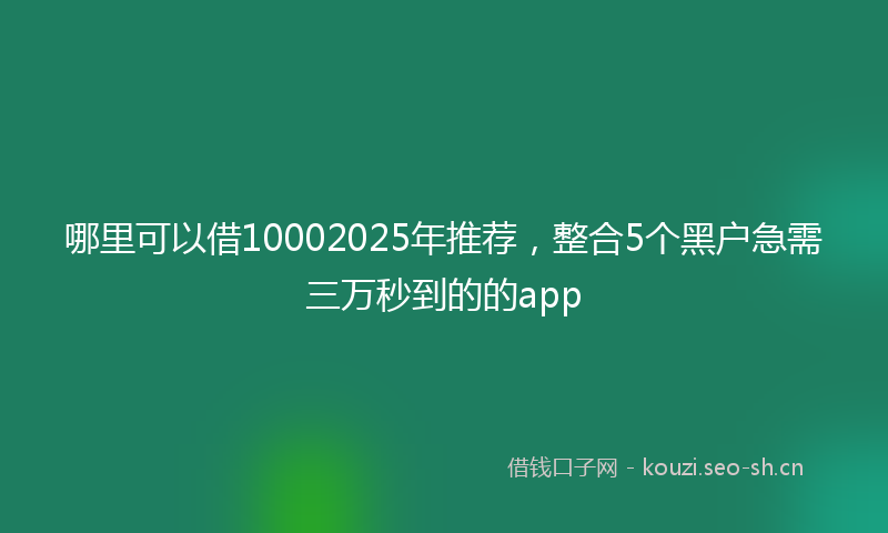 哪里可以借10002025年推荐,整合5个黑户急需三万秒到的的app