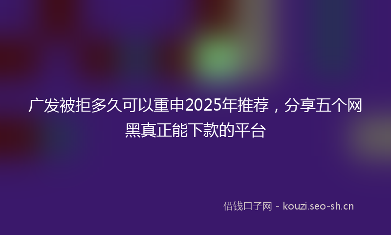 广发被拒多久可以重申2025年推荐，分享五个网黑真正能下款的平台
